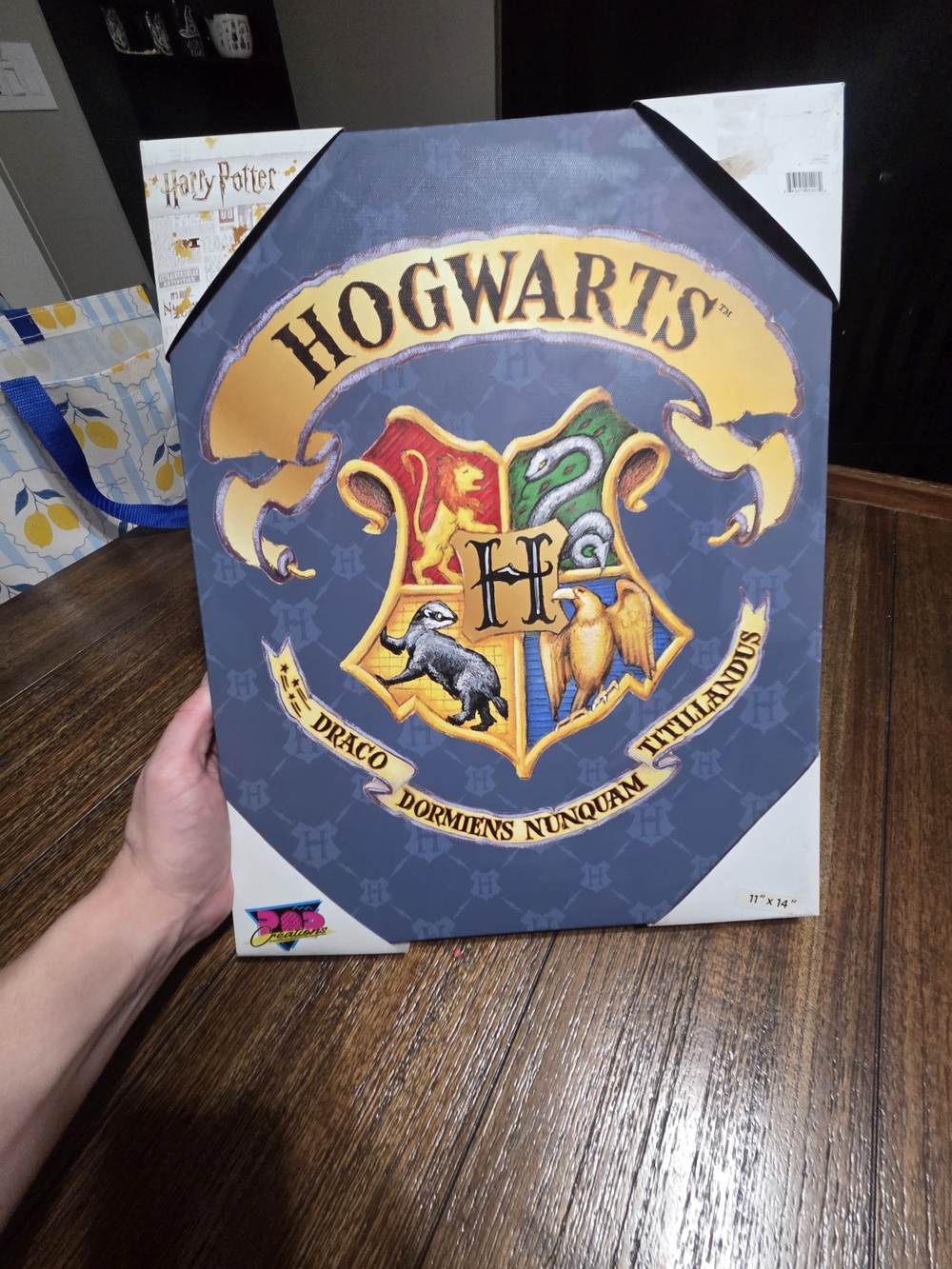 Hogwarts Crest Wall Art - Blue and Gold Home Wall Decor